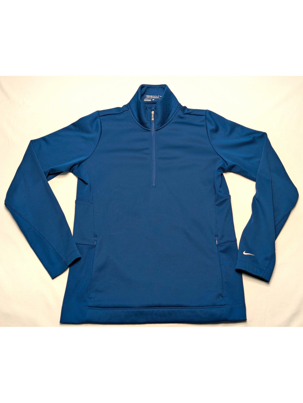 Nike Golf Tour Performance Therma-FIT Blue 1/4 Zip Collared Pullover Pockets L